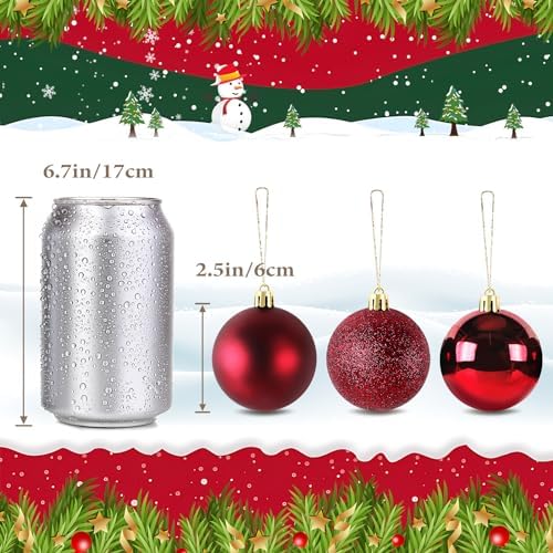 TranquilBliss Christmas Ball Ornaments, 24-Pack, 2.5-Inch, Red - Image 4