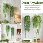Daifunli 12 Pcs Artificial Hanging Plants Fake Hanging Ferns Plastic Fake Plant for Wall Room Garden Garland Indoor Outdoor Decor No Basket (Boston Ferns,String of Pearls) - Image 5