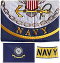 Embroidered Navy Emblem Flag Double Sided 3x5 Outdoor- 300D Heavy Duty Nylon- Military 3x5 Navy Outdoor Banner Flag- Brass Grommets & 4 Rows Stitched by AXJBW