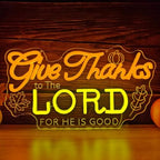 Give Thanks to the Lord Neon Sign Christian Thanksgiving LED Light up signs by Geeinar