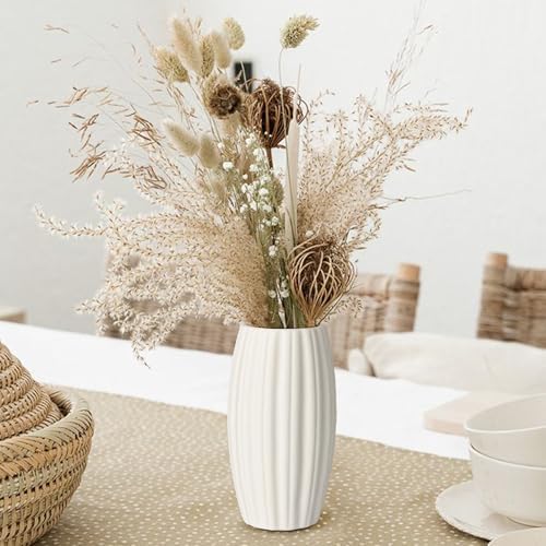 White Vase Set of 12, Small White Bulk Bud Vases for Pampas Grass for Wedding Table Centerpieces Decoration, Modern Boho for Rustic Vase. - Image 4