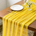 8 Pack Yellow Cheesecloth Table Runner 120 Inch Boho Wedding Decor by Fixwal
