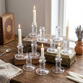 Mumufy 12 Pcs Glass Crystal Taper Candle Holders, 4 Inch Clear Glass Candlestick Holder Fit 0.8 Inch Candles, Crystal Decorative Candle Stand Centerpiece for Wedding, Dining Room, Party(Ice Patterns) by Mumufy