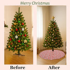 Ridhi Dark Salmon Hand Block Print Cotton Christmas Tree Skirt 70 Inch - Image 3