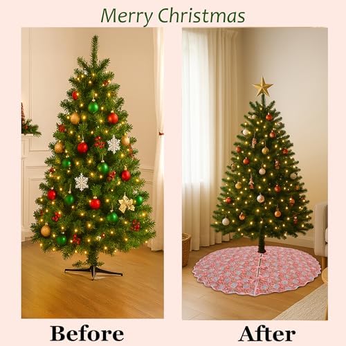 Ridhi Dark Salmon Hand Block Print Cotton Christmas Tree Skirt 70 Inch - Image 3