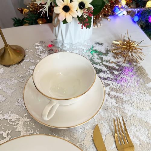 Silver Disposable Placemats 13 Inch Metallic Foil Place Mats Pressed 100 Pack Thin Doilies Table Mats for Home Decoration Dining Table Wedding Birthday Party - Image 3