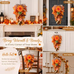 Shihanee 2 Pack 22 in Fall Teardrop Swags Autumn Pumpkin Front Door Decor - Image 5
