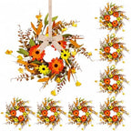 8 Pcs Small Fall Wreaths for Cabinets Mini Artificial Daisy Door Wreaths by Unknown