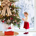 Civaner 2 Pcs Burlap Christmas Tree Topper with 47 Inch Ruffle Christmas Tree Skirt and 34 Inch Large Vintage Ribbon Bow Rustic Xmas Tree Ornaments for Wreath Party Holiday Farmhouse Home Decor - Image 6
