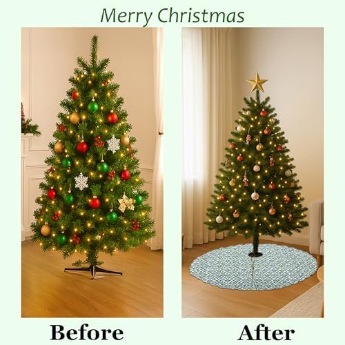 Ridhi Sea Green Hand Block Print Cotton Christmas Tree Skirt 70 Inch - Image 4