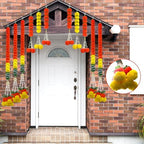 11PCS Diwali Decorations Marigold Garland for Home, Artificial Marigold with Bells and Leaves Long Strands for India Wedding, Pooja Decor, Marigold Flowers for All Year Decoration - Image 5