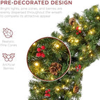 Best Choice Products 48in Pre-Lit Christmas Wreath w/Berries & Pinecones, Large Artificial Indoor/Outdoor Decor for Door, Mantel, Plug-in - Image 2