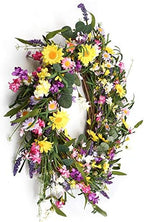 J'FLORU Spring Wreath 24 Inch Summer Wreaths for Front Door Artificial Flower Wreath with Daisy and Lavender for Indoor Outdoor and Easter Celebration - Image 4