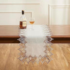 Natural Linen Table Runner 120 inches Beige Lace Coffee Table Runner - Image 2