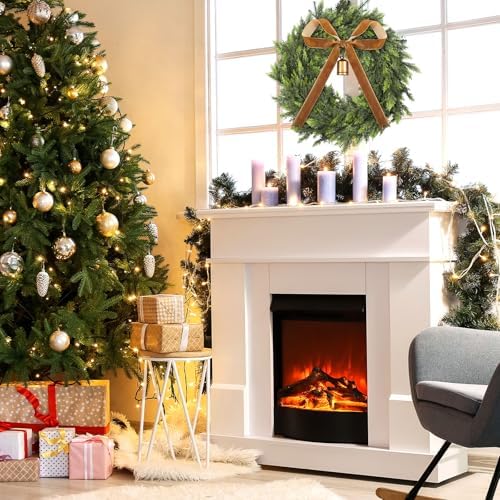 20 Inch Artificial Cedar Wreath Christmas Wreath for Front Door - Image 6