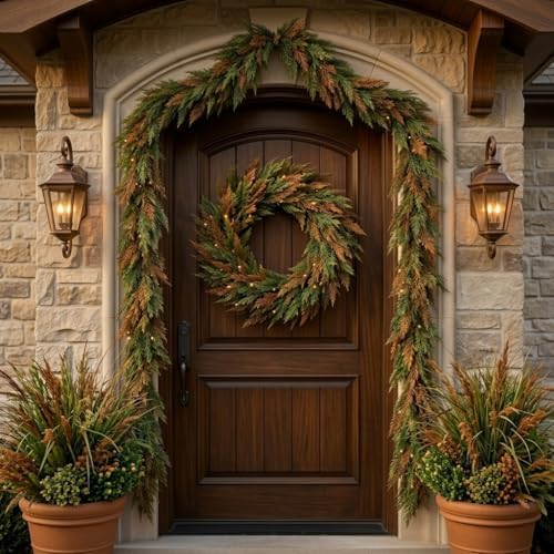 Valery Madelyn 6ft Artificial Norfolk Fall Garland for Mantle - Image 2