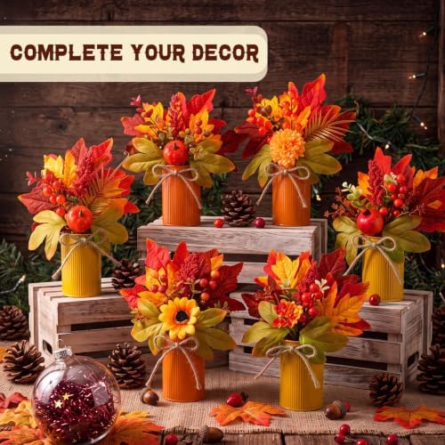 Suncalla 6 Pack Fall Table Centerpieces Decor in Metal Pots, Yellow - Image 6