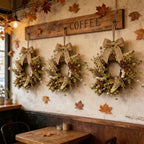 8 Pcs Small Fall Hanging Wreaths with Artificial Autumn Eucalyptus Greenery White Buds Beige Spikes Mini Cabinet Wreath for Home Table Centerpieces Kitchen Farmhouse Thanksgiving Party Decor - Image 5