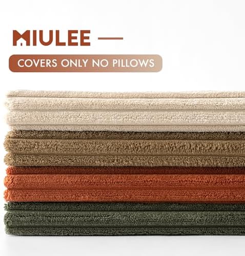 MIULEE Fall Corduroy Decorative Throw Pillow Covers Rust-Olive Green 18x18 - Image 6