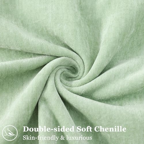 decorUhome Chenille Sage Green Velvet Throw Pillow Covers 26x26 Set of 2 - Image 2