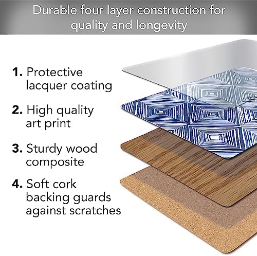 CounterArt Indigo Diamond Boxed Set of 4 Premium Hardboard Placemats - Image 3