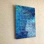 iwa concept Ayatul Kursi Tempered Glass Islamic Wall Art, Throne Verse Arabic Calligraphy Decor, Quran Verse Decor Gift for Muslims in Ramadan (Simple Calligraphy 27.5 x 20 inches - Blue) - Image 2