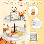 Fall Decorations for Home Indoor, Tabletop 8PCS Fall Tiered Tray Decor Set - Image 2