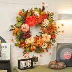 Fall Wreaths for Front Door 24 Inch Autumn Rustic Harvest Pumpkin Wreath - Image 6
