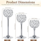 Crystal Candle Holders 4 Set of 12 - Sliver Vintage Hollow Ball Candle Stand for Table Centerpiece, Crystal Metal Tealight Candlestick for Wedding, Dining Room Decor - Image 2