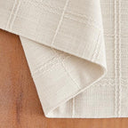 ZeeMart Linen Checked Farmhouse Placemats Set of 6, Ivory 13x19in - Image 3