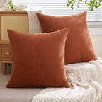 MIULEE Fall Rust Chenille Couch Euro Throw Pillow Covers, 22x22 - Image 4