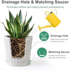 White 6 Inch Flower Pots for Plants,Ceramic Planter with Drainage Holes - Image 5