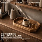 EOSAHR Acacia Wood Decorative Tray: Serving Tray for Room Decor, Brown - Image 5