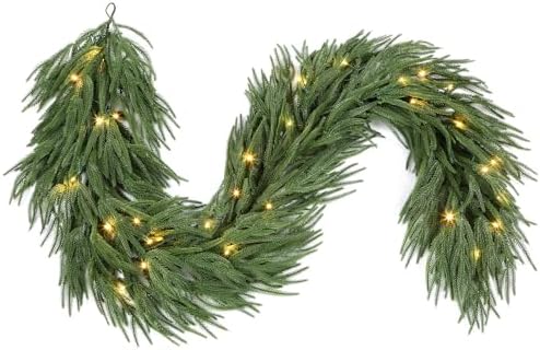 18FT Artificial Christmas Garland with Lights, Norfolk Pine Garland by Alupssuc