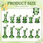 Mumufy 48 Pcs Green Crystal Taper Candle Holders with Flameless Candles - Image 3