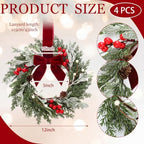Riceshoot 12" Small Christmas Wreath for Chair Mini Cabinet Wreath with Bow - Image 2