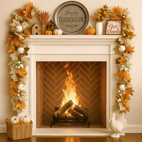 4 Pcs Fall Garland 9ft Pumpkin Berry Autumn White - Image 6
