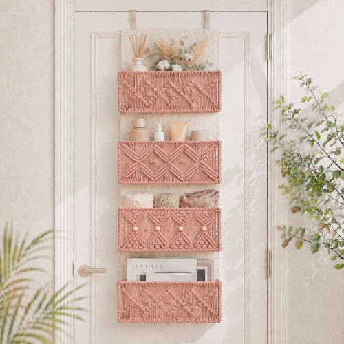 Boho Macrame Over Door Organizer (Blush) by GLDFI