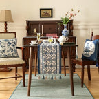 bilin gaier Chinoiserie Blue Stripe Cloth Runner for Table,Decorative Farmhouse Linen 87 Inches Long Table Runners,Decor Tabletop for Kitchen,Dining,Party,Home,Christmas,12"x87" - Image 2