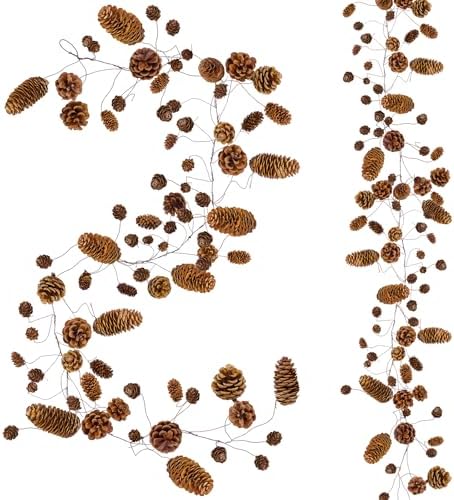 Winlyn 2 Pack Rustic Natural Pinecone Garland 4.6ft Hanging Pinecones Vine Assorted Dried Pine Cones String for Farmhouse Home Thanksgiving Christmas Holiday Woodland Backdrop Wreath Table Centerpiece by Winlyn