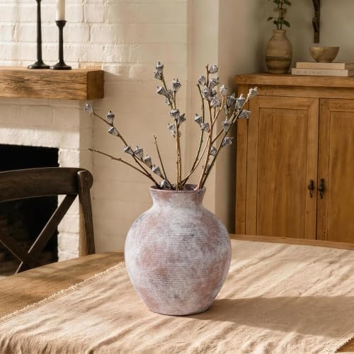 Ceramic Flower Vase Home Decor, 7.4 in Farmhouse Table Vase Retro Vintage Living Room Kitchen Bedroom Decoration Pottery Decorative Vases for Flowers Shelf Office Coffee Desk Dining Entryway, Classic - Image 5