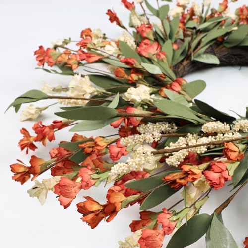 24 inch Fall Wreaths for Front Door Outside Fall Door Wreath Fall Decorations for Home Decor Autumn Wreath for Fall Front Porch Thanksgiving Harvest Halloween Farmhouse Outdoor Indoors Window Wall - Image 2