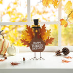 Glitzhome 12”H Thanksgiving Turkey Figurine Decor, Wooden Metal Turkey Table Decoration Decorative Happy Turkey Day Decorations, Fall Harvest Thanksgiving Indoor Home Decor - Image 3