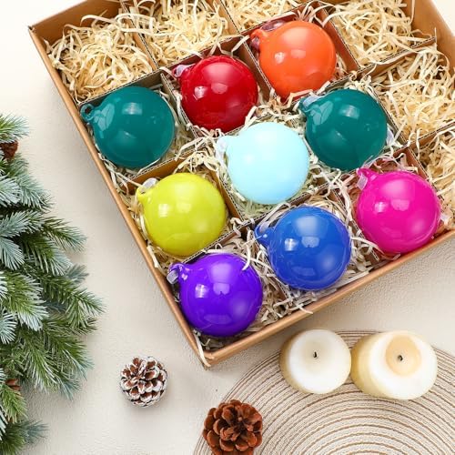 FoldTier 9pcs 3" Colorful Glass Ball Christmas Tree Ornament, Rainbow Color - Image 3
