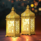 Ramadan Decorations for Home, 2Pcs 14'' Decorative Candle Lantern for Tabletop Mantel Decor, Vintage Metal Lantern Candle Holders for Indoor Outdoor Decor, EID Mubarak Gift - Image 5
