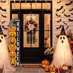 47" Halloween Porch Sign Lighted, Wooden Pumpkin Front Door Decor - Image 6