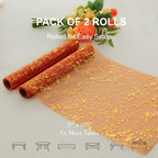 Snowkingdom 2Pcs Burnt Orange Gold Table Runner Fall Thanksgiving Decor - Image 2