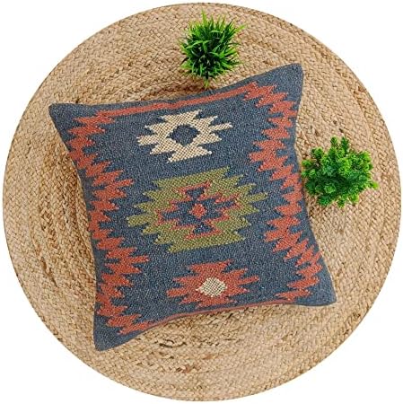 Trade Star 70% Jute 30% Wool Kilim Cushion Cover 18x18 for Sofa Decor - Image 4