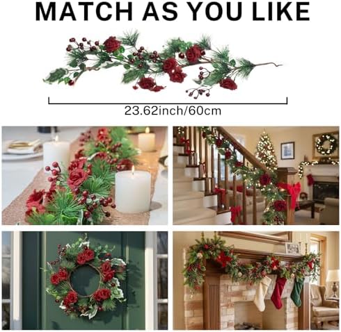 MOYEE Christmas Candle Holder Wreath Single 14 inch, Christmas Candle Ring - Image 4