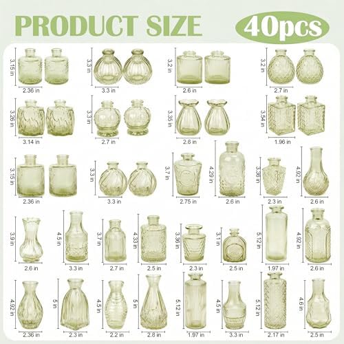 Glass Bud Vases in Bulk Small Mini Green Vase for Flowers 23pc - Image 6